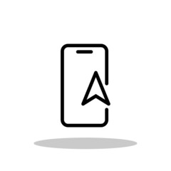 GPS navigation on mobile phone icon in flat style. Smartphone map app symbol for your web site design, logo, app, UI Vector EPS 10.