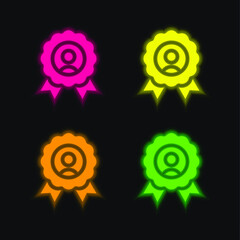Best Employee four color glowing neon vector icon