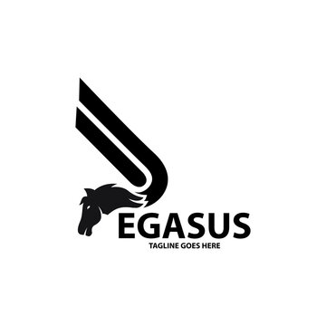 Pegasus logo design template. Letter P icon. Vector illustration