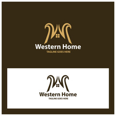 Western home logo design template. Vector illustration