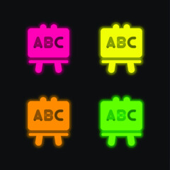 Blackboard four color glowing neon vector icon