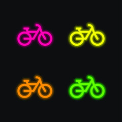 Bike four color glowing neon vector icon