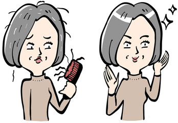 Women suffering from hair loss, thinning hair and gray hair