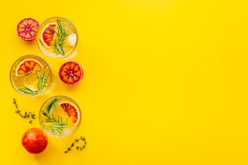 Citrus sangria or lemonade with blood red oranges and ice