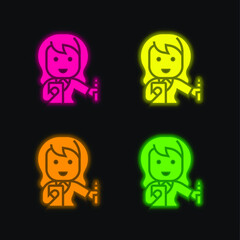 Accountant four color glowing neon vector icon