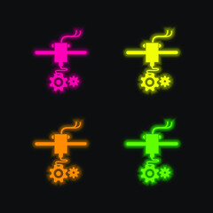 Obraz premium 3d Printer Settings Symbol four color glowing neon vector icon