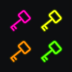 Access Key four color glowing neon vector icon