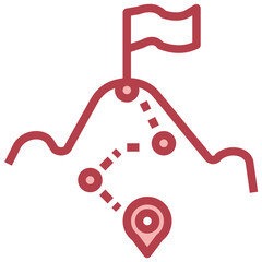 Sport And Activity_MOUNTAIN CLIMBING red line icon,linear,outline,graphic,illustration