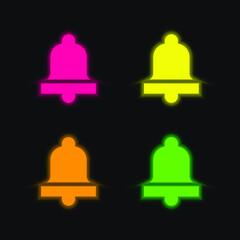 Bell four color glowing neon vector icon