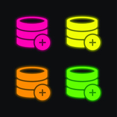 Add four color glowing neon vector icon