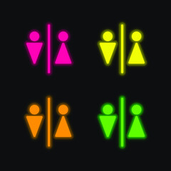 Airport Toilets four color glowing neon vector icon