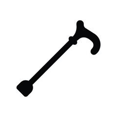 Walking stick icon (Senior people) Black Vector illustration