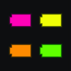 Obraz premium Battery Black Silhouette Shape four color glowing neon vector icon
