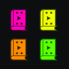 Audiobook four color glowing neon vector icon