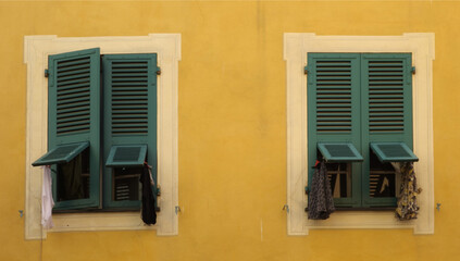 windows with shutters, Ajaccio, Corsica, France