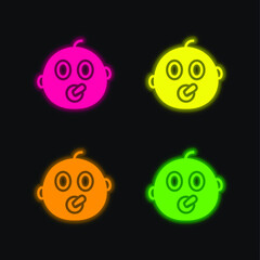 Baby four color glowing neon vector icon