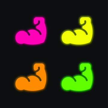 Arm four color glowing neon vector icon