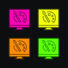 Art four color glowing neon vector icon