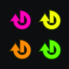 Arrow Circular Shape four color glowing neon vector icon