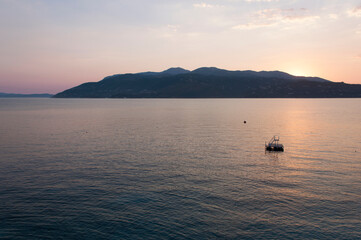 View of Corfu Island at the Sunset from Ksamil, Albania