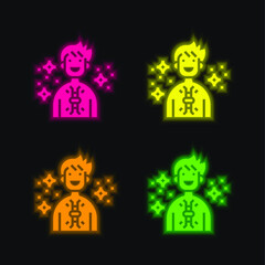 Antibodies four color glowing neon vector icon
