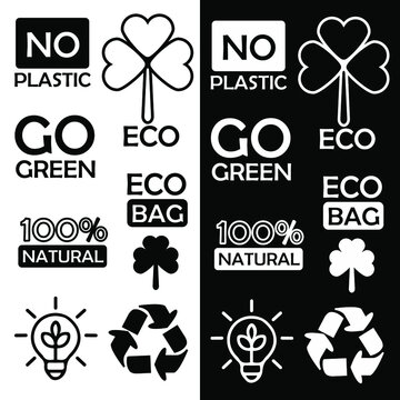 Vector illustration of icons with environmental themes. Isolated image of environmental symbols.