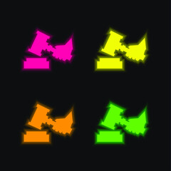 Auction four color glowing neon vector icon