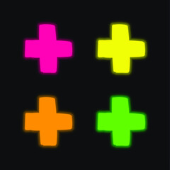 Add Symbol four color glowing neon vector icon