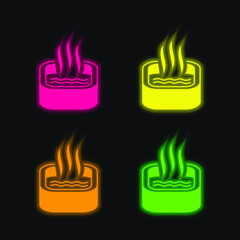 Bath Of Immersion four color glowing neon vector icon