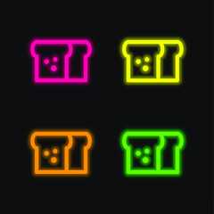 Bread four color glowing neon vector icon