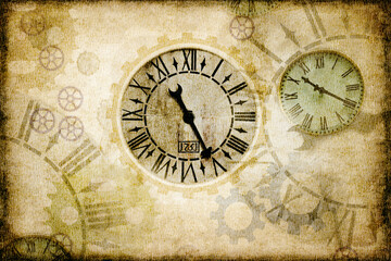 Fototapeta na wymiar Illustration made from images of clocks symbolizing the passage of time.