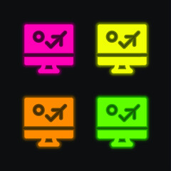 Booking four color glowing neon vector icon