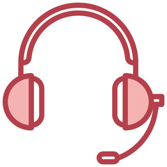 Technology And Devices_headsets red line icon,linear,outline,graphic,illustration