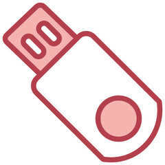 Technology And Devices_usb red line icon,linear,outline,graphic,illustration