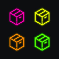 Big Box four color glowing neon vector icon