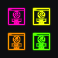 Account four color glowing neon vector icon