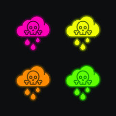 Acid Rain four color glowing neon vector icon