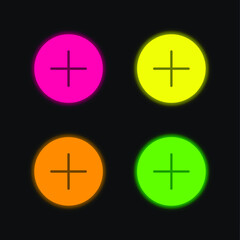 Add four color glowing neon vector icon