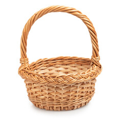 wicker wooden basket isolated on white