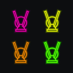 Antenna four color glowing neon vector icon