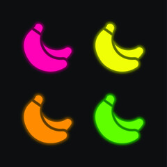Banana four color glowing neon vector icon
