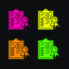 Assurance four color glowing neon vector icon