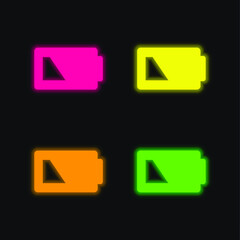 Battery four color glowing neon vector icon