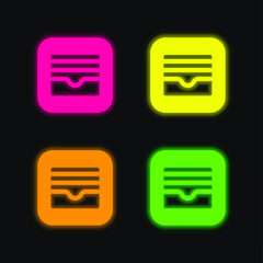 Apple four color glowing neon vector icon