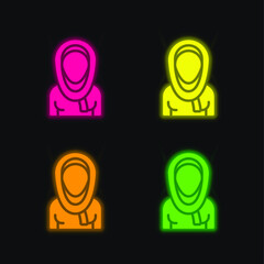 Arab four color glowing neon vector icon