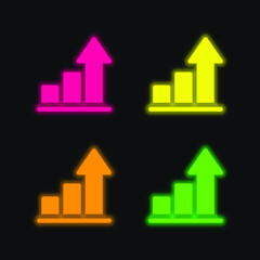 Bars four color glowing neon vector icon