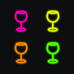 Big Wine Cup four color glowing neon vector icon