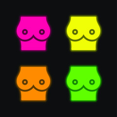 Breast four color glowing neon vector icon