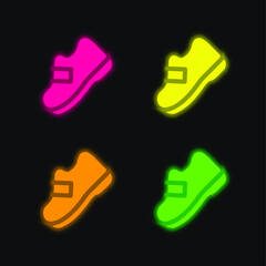 Boot four color glowing neon vector icon