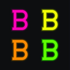 Obraz premium Bold four color glowing neon vector icon